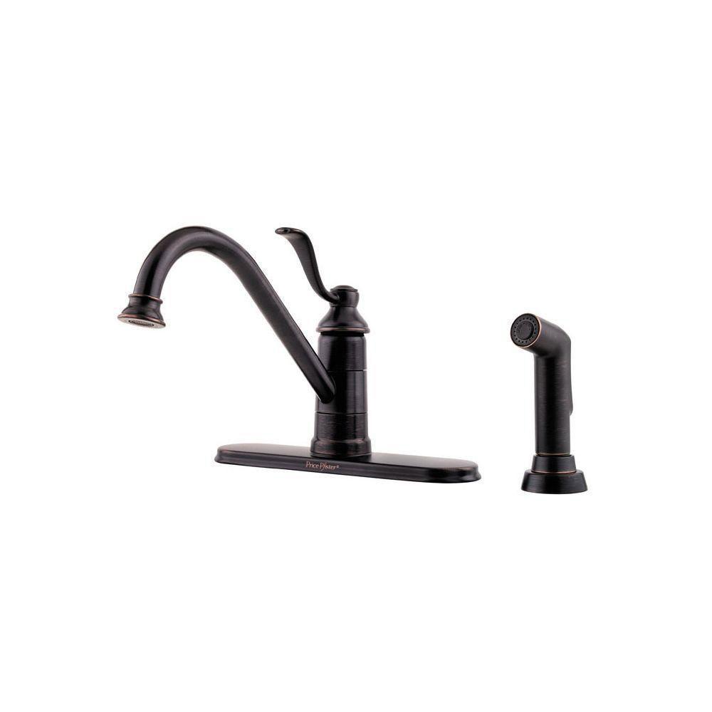 Price Pfister Portland Single-Handle Side Sprayer Kitchen Faucet in Tuscan Bronze 544537