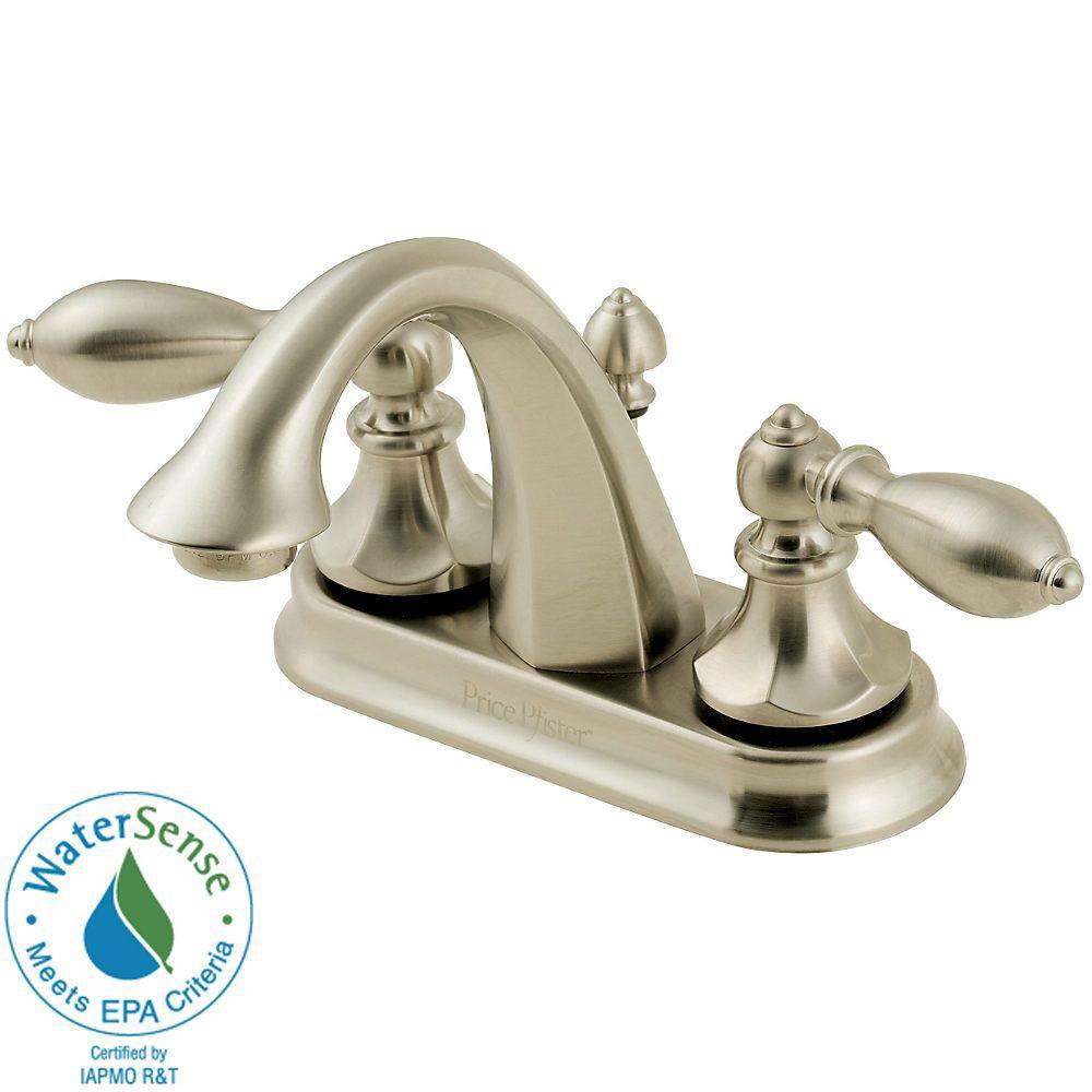 Price Pfister Catalina 4 inch Centerset 2-Handle Bathroom Faucet in Brushed Nickel 544539