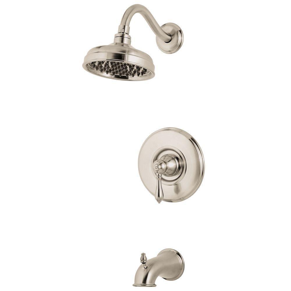 Price Pfister Marielle 1-Handle Tub and Shower Faucet Trim Kit in Brushed Nickel (Valve Not Included) 576817