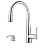 Price Pfister Lita Single-Handle Pull-Down Sprayer Kitchen Faucet with Soap Dispenser in Polished Chrome 642756
