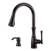 Price Pfister Wheaton Single-Handle Pull-Down Sprayer Kitchen Faucet with Soap Dispenser in Tuscan Bronze 642771