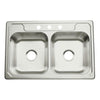 Sterling Middleton Self-Rimming Stainless Steel 33 inch 3-Hole 50/50 Double Bowl Kitchen Sink 478978