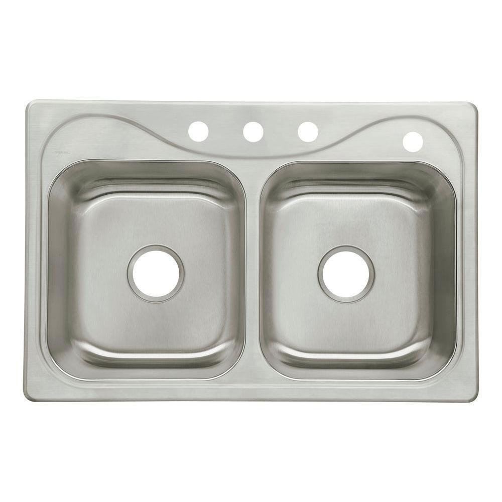 Sterling Southhaven Drop-In Stainless Steel 22 inch 4-Hole Double Bowl Kitchen Sink 663146