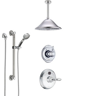 Delta Victorian Chrome Finish Shower System with Temp2O Control, 3-Setting Diverter, Ceiling Mount Showerhead, and Hand Shower with Grab Bar SS140011