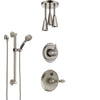Delta Victorian Stainless Steel Finish Shower System with Temp2O Control, Diverter, Ceiling Mount Showerhead, and Hand Shower with Grab Bar SS14001SS7