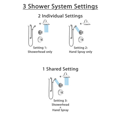 Delta Cassidy Chrome Finish Shower System with Temp2O Control Handle, 3-Setting Diverter, Showerhead, and Hand Shower with Grab Bar SS140031