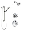 Delta Cassidy Chrome Finish Shower System with Temp2O Control Handle, 3-Setting Diverter, Showerhead, and Hand Shower with Grab Bar SS140039