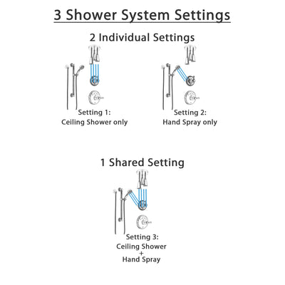 Delta Cassidy Chrome Finish Shower System with Temp2O Control, 3-Setting Diverter, Ceiling Mount Showerhead, and Hand Shower with Grab Bar SS140041