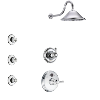Delta Cassidy Chrome Finish Shower System with Temp2O Control Handle, 3-Setting Diverter, Showerhead, and 3 Body Sprays SS140043