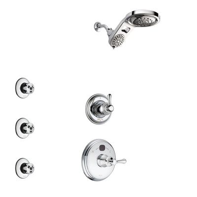 Delta Cassidy Chrome Finish Shower System with Temp2O Control Handle, 3-Setting Diverter, Dual Showerhead, and 3 Body Sprays SS140048