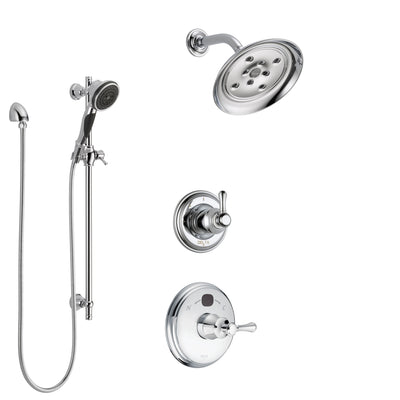 Delta Cassidy Chrome Finish Shower System with Temp2O Control Handle, 3-Setting Diverter, Showerhead, and Hand Shower with Slidebar SS140049