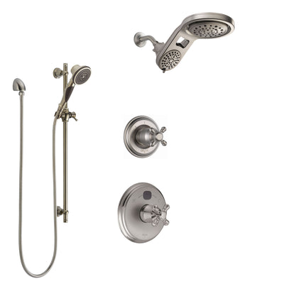 Delta Cassidy Stainless Steel Finish Shower System with Temp2O Control, 3-Setting Diverter, Dual Showerhead, and Hand Shower with Slidebar SS14004SS3