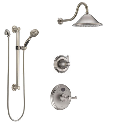 Delta Cassidy Stainless Steel Finish Shower System with Temp2O Control Handle, 3-Setting Diverter, Showerhead, and Hand Shower w/ Grab Bar SS14005SS1