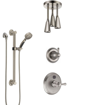 Delta Cassidy Stainless Steel Finish Shower System with Temp2O Control, Diverter, Ceiling Mount Showerhead, and Hand Shower with Grab Bar SS14005SS5