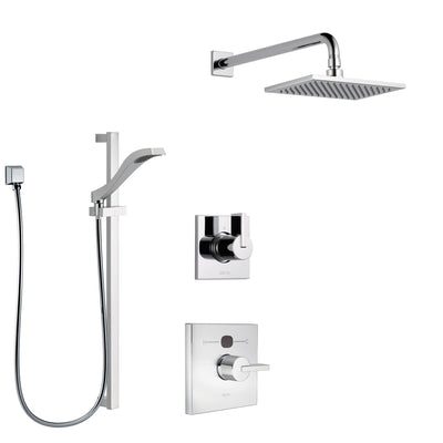 Delta Vero Chrome Finish Shower System with Temp2O Control Handle, 3-Setting Diverter, Showerhead, and Hand Shower with Slidebar SS140117