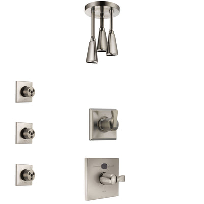 Delta Dryden Stainless Steel Finish Shower System with Temp2O Control, 3-Setting Diverter, Ceiling Mount Showerhead, and 3 Body Sprays SS14011SS5
