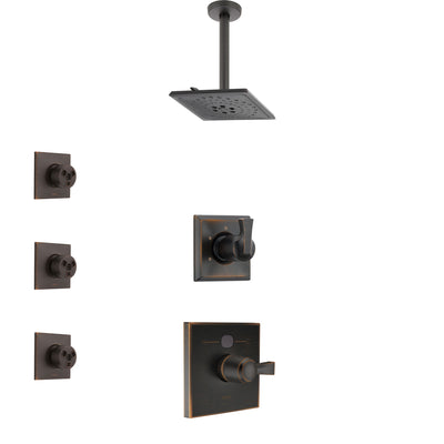 Delta Dryden Venetian Bronze Finish Shower System with Temp2O Control, 3-Setting Diverter, Ceiling Mount Showerhead, and 3 Body Sprays SS1401RB10