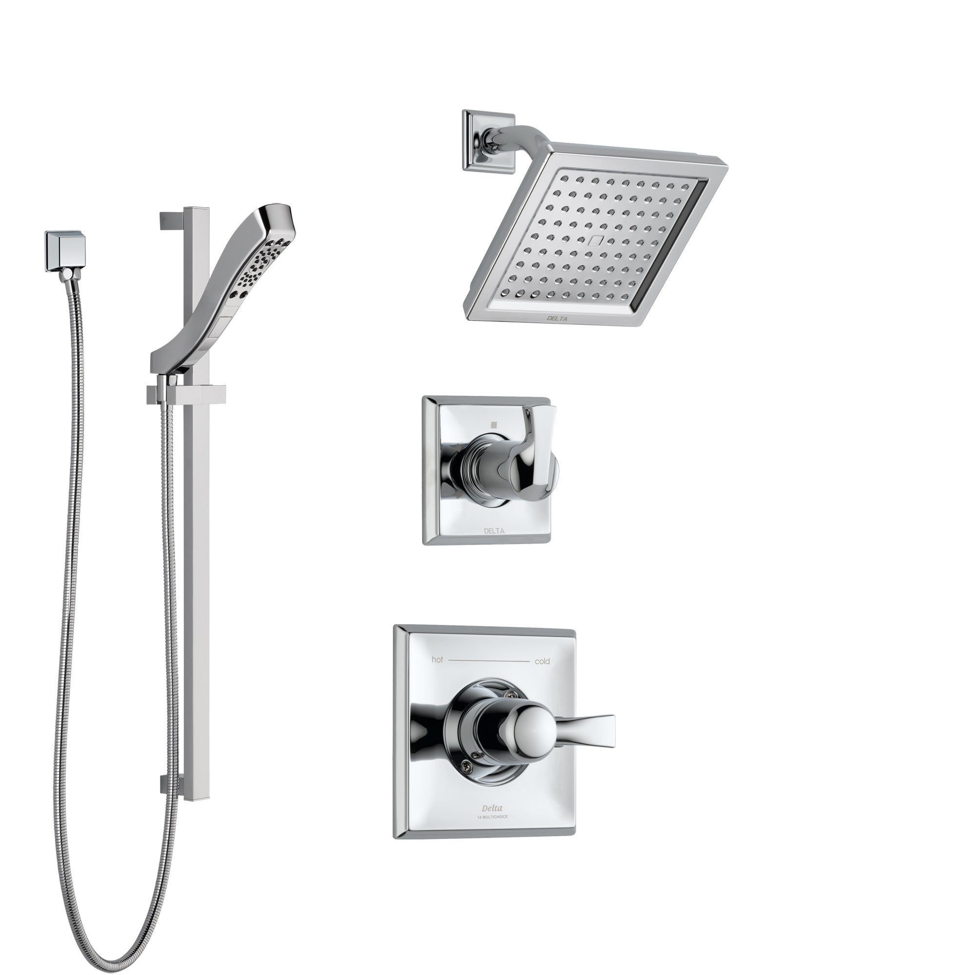 Delta Dryden Chrome Finish Shower System with Control Handle, 3-Setting Diverter, Showerhead, and Hand Shower with Slidebar SS1425115