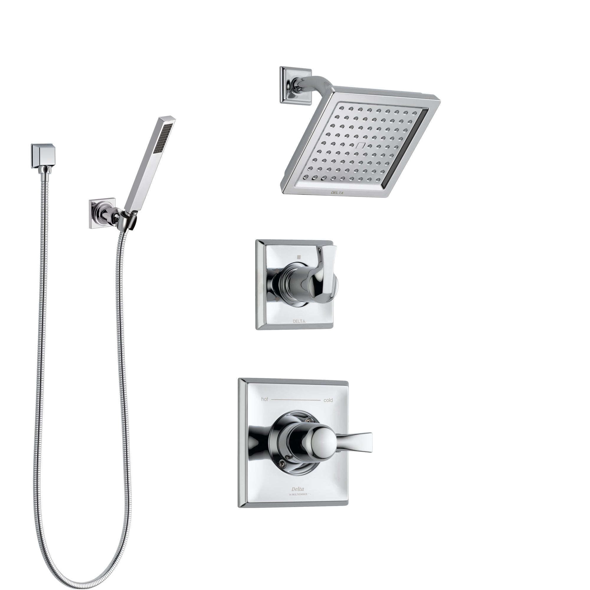 Delta Dryden Chrome Finish Shower System with Control Handle, 3-Setting Diverter, Showerhead, and Hand Shower with Wall Bracket SS1425116