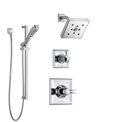 Delta Dryden Chrome Finish Shower System with Control Handle, 3-Setting Diverter, Showerhead, and Hand Shower with Slidebar SS1425126