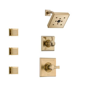 Delta Dryden Champagne Bronze Finish Shower System with Control Handle, 3-Setting Diverter, Showerhead, and 3 Body Sprays SS142512CZ1