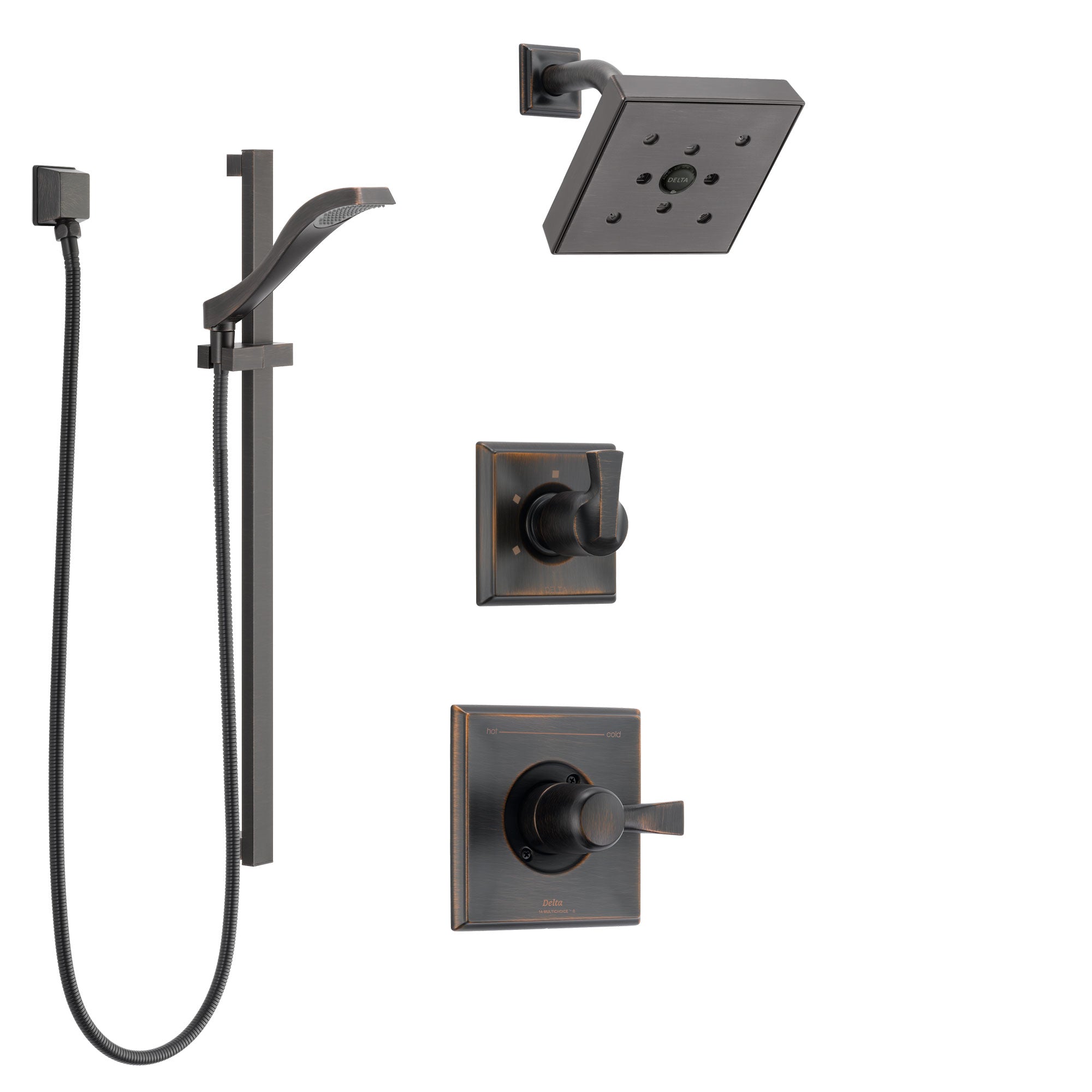 Delta Dryden Venetian Bronze Finish Shower System with Control Handle, 3-Setting Diverter, Showerhead, and Hand Shower with Slidebar SS142512RB4