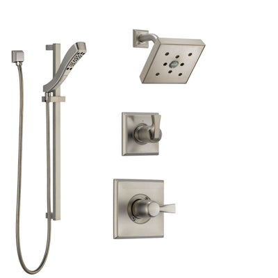 Delta Dryden Stainless Steel Finish Shower System with Control Handle, 3-Setting Diverter, Showerhead, and Hand Shower with Slidebar SS142512SS5