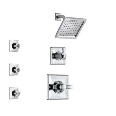 Delta Dryden Chrome Finish Shower System with Control Handle, 3-Setting Diverter, Showerhead, and 3 Body Sprays SS1425135