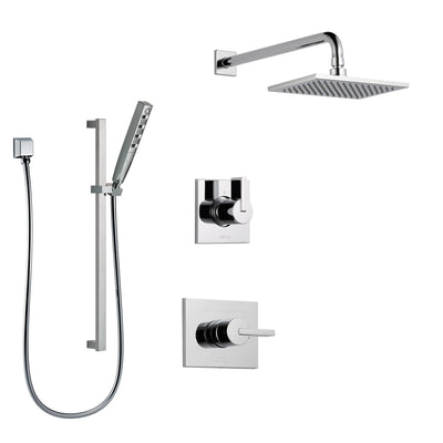 Delta Vero Chrome Finish Shower System with Control Handle, 3-Setting Diverter, Showerhead, and Hand Shower with Slidebar SS1425314