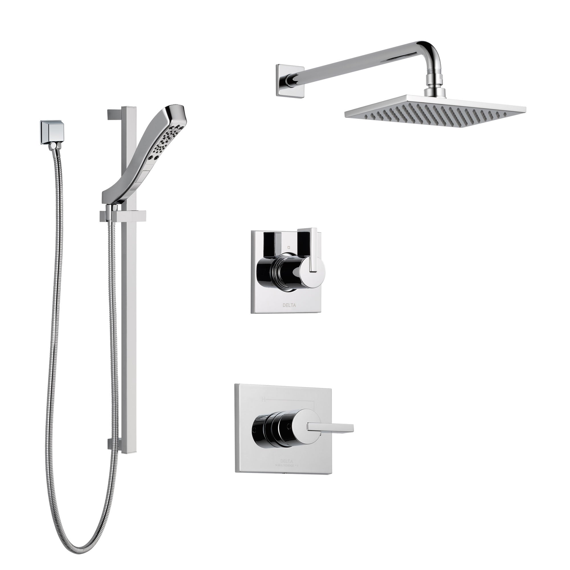 Delta Vero Chrome Finish Shower System with Control Handle, 3-Setting Diverter, Showerhead, and Hand Shower with Slidebar SS1425315