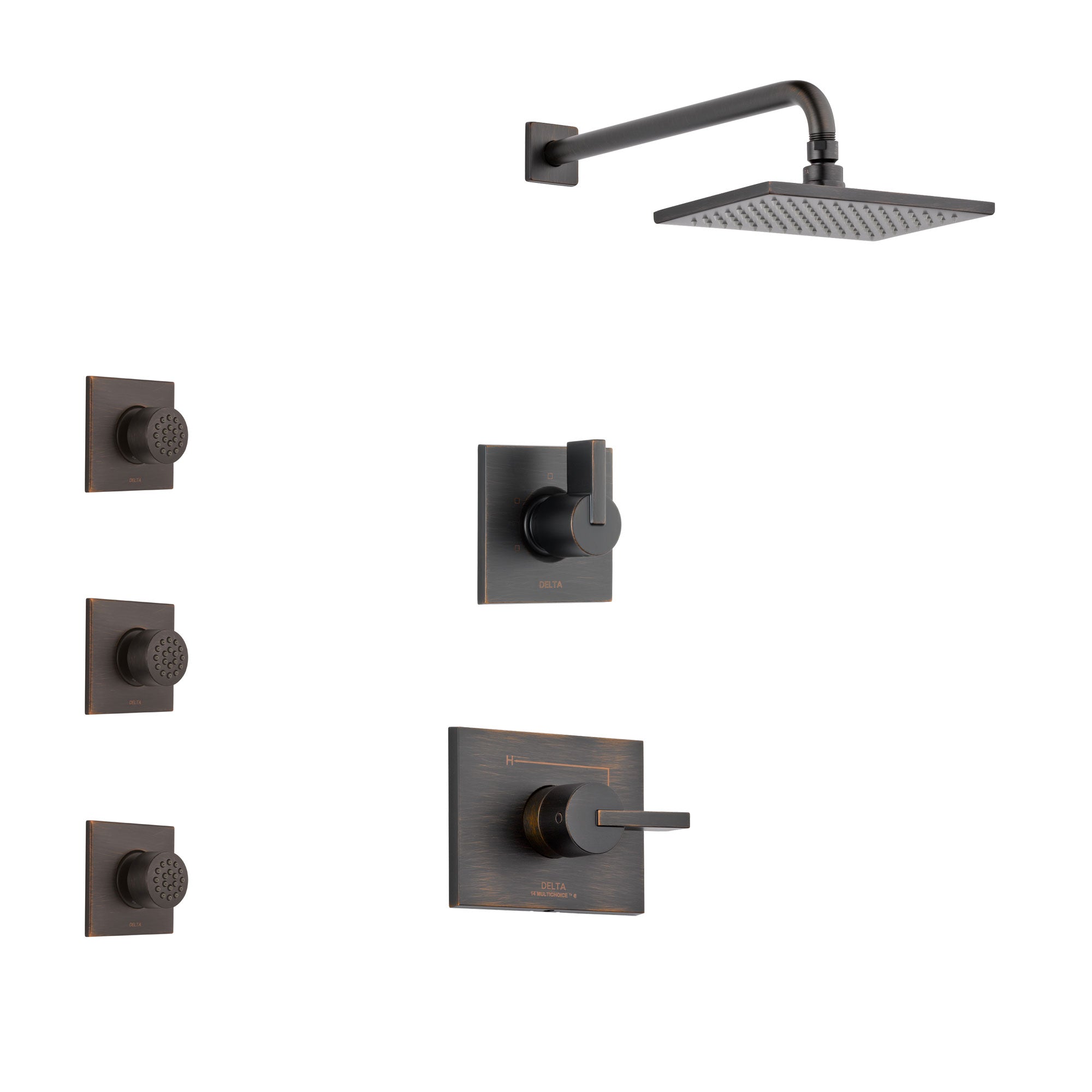 Delta Vero Venetian Bronze Finish Shower System with Control Handle, 3-Setting Diverter, Showerhead, and 3 Body Sprays SS142531RB1