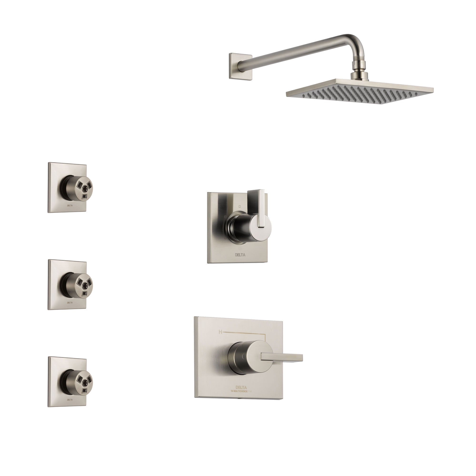 Delta Vero Stainless Steel Finish Shower System with Control Handle, 3-Setting Diverter, Showerhead, and 3 Body Sprays SS142531SS1