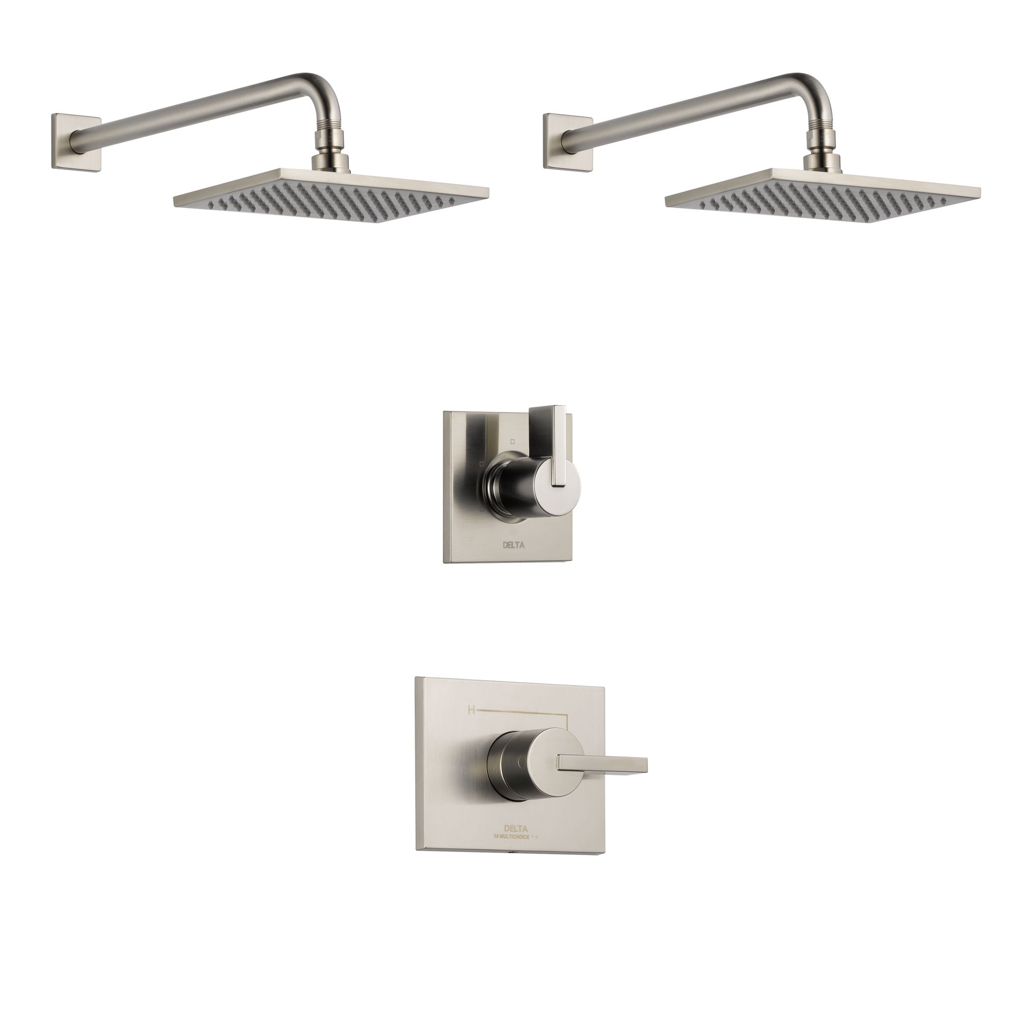Delta Vero Stainless Steel Finish Shower System with Control Handle, 3-Setting Diverter, 2 Showerheads SS142531SS6