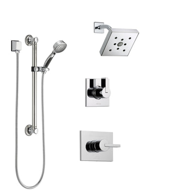 Delta Vero Chrome Finish Shower System with Control Handle, 3-Setting Diverter, Showerhead, and Hand Shower with Grab Bar SS1425323