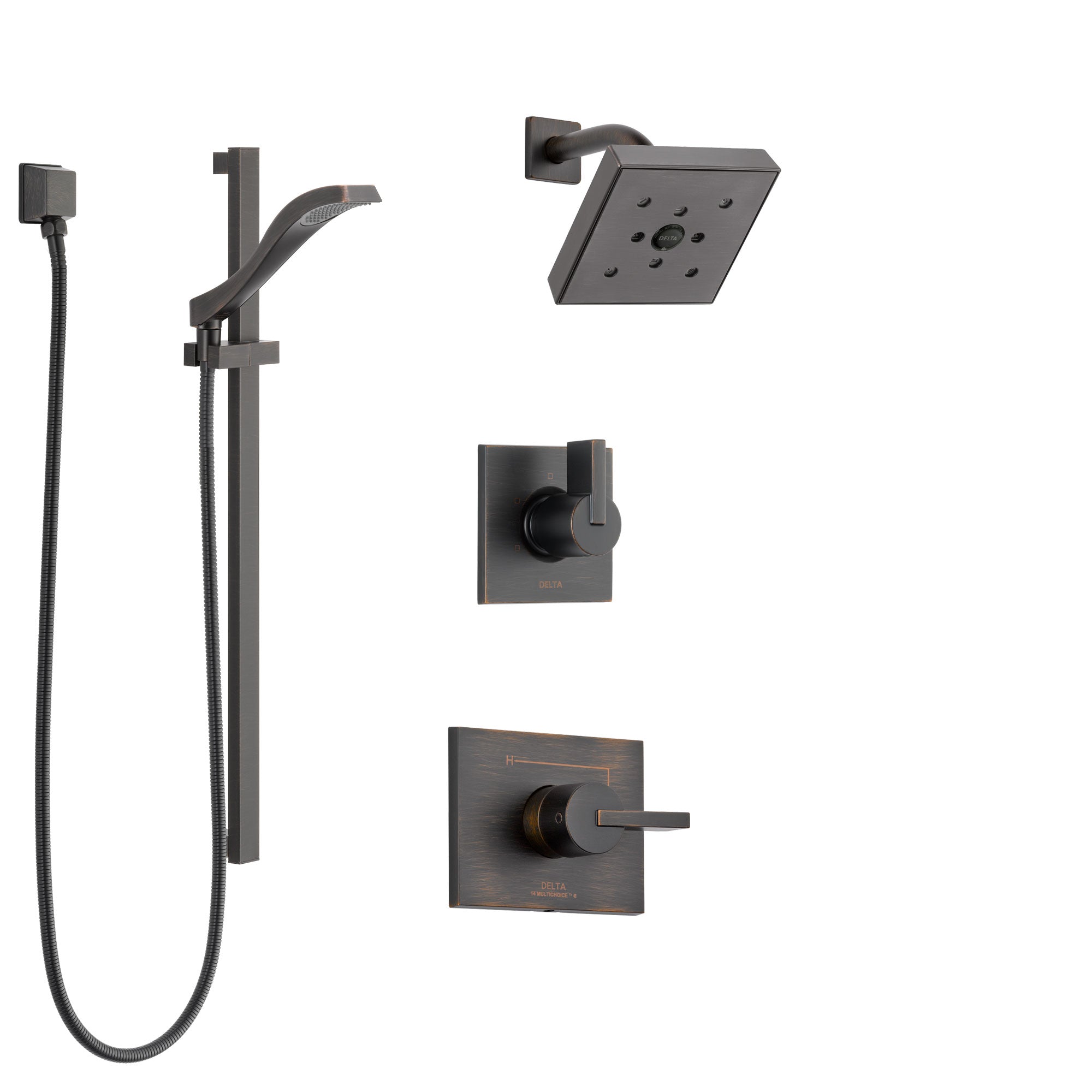 Delta Vero Venetian Bronze Finish Shower System with Control Handle, 3-Setting Diverter, Showerhead, and Hand Shower with Slidebar SS142532RB4
