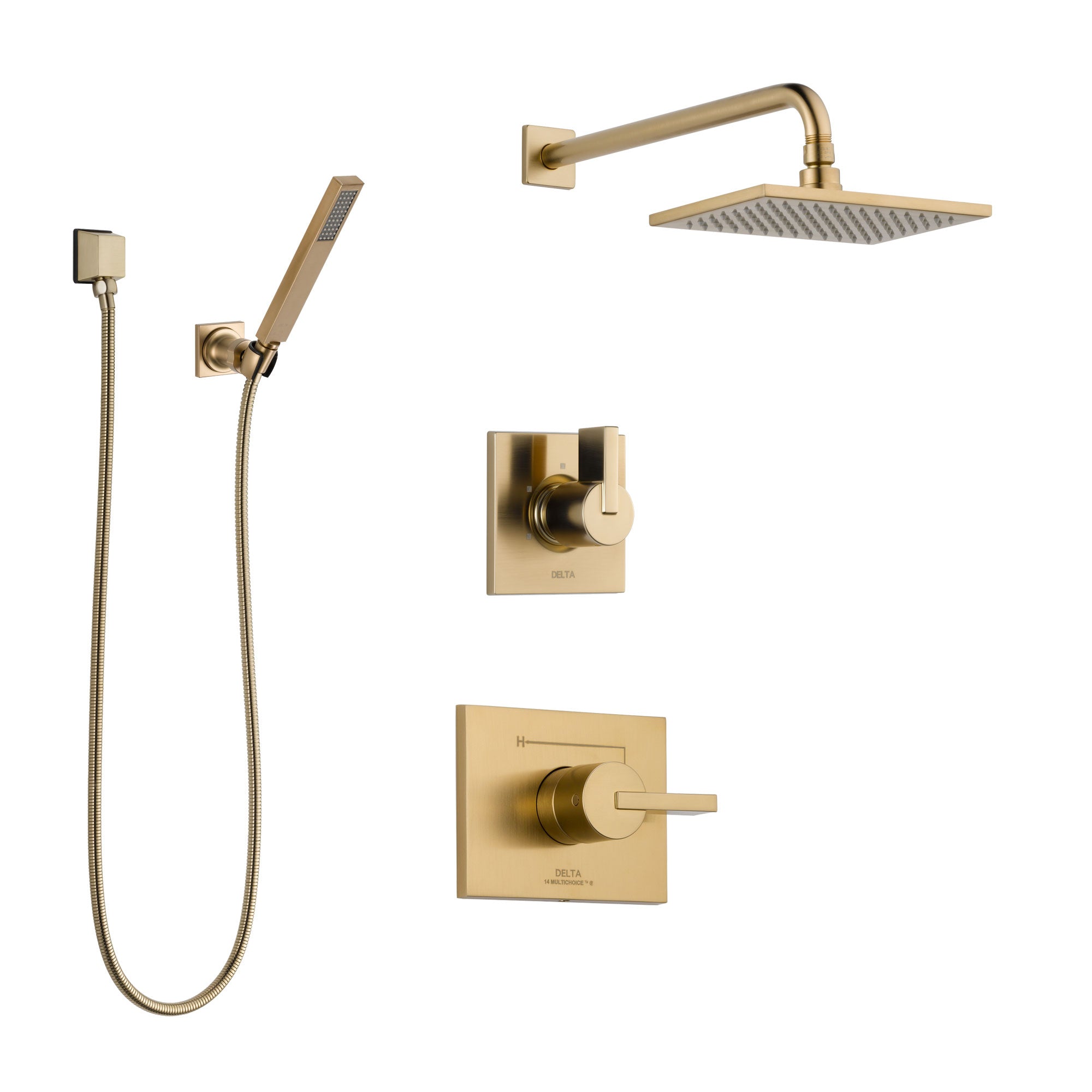 Delta Vero Champagne Bronze Finish Shower System with Control Handle, 3-Setting Diverter, Showerhead, and Hand Shower with Wall Bracket SS14253CZ3