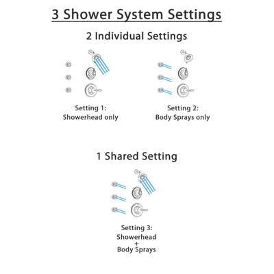 Delta Victorian Stainless Steel Finish Shower System with Control Handle, 3-Setting Diverter, Showerhead, and 3 Body Sprays SS14255SS1