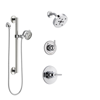 Delta Trinsic Chrome Finish Shower System with Control Handle, 3-Setting Diverter, Showerhead, and Hand Shower with Grab Bar SS1425915