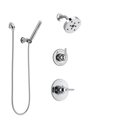 Delta Trinsic Chrome Finish Shower System with Control Handle, 3-Setting Diverter, Showerhead, and Hand Shower with Wall Bracket SS1425916
