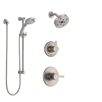 Delta Compel Stainless Steel Finish Shower System with Control Handle, 3-Setting Diverter, Showerhead, & Temp2O Hand Shower with Slidebar SS142611SS4