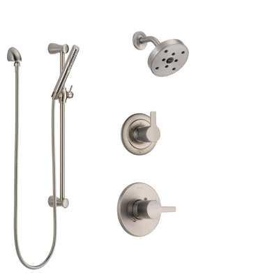Delta Compel Stainless Steel Finish Shower System with Control Handle, 3-Setting Diverter, Showerhead, and Hand Shower with Slidebar SS142611SS5
