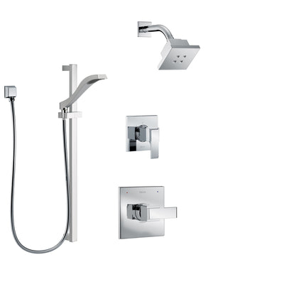 Delta Ara Chrome Finish Shower System with Control Handle, 3-Setting Diverter, Showerhead, and Hand Shower with Slidebar SS1426723