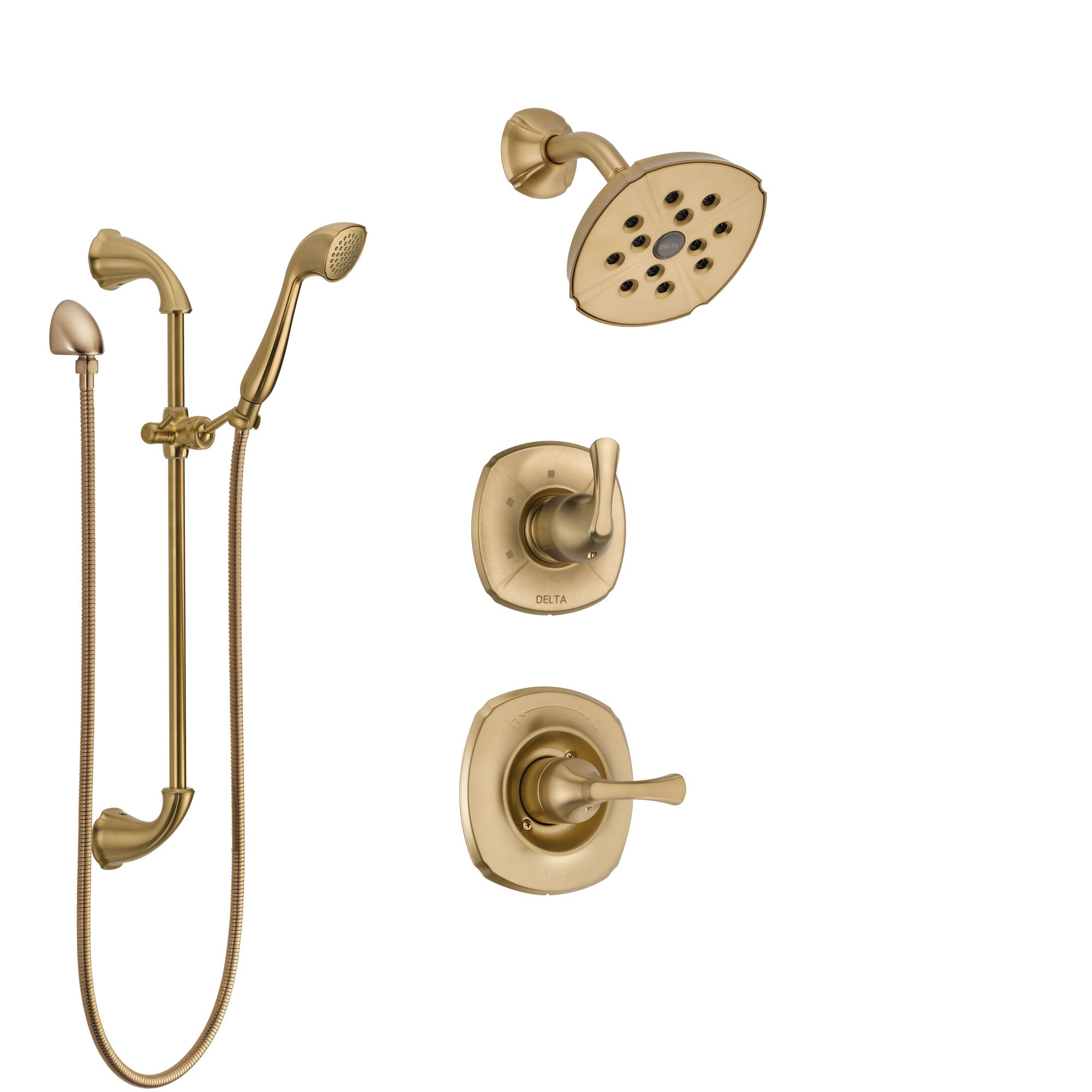 Delta Addison Champagne Bronze Finish Shower System with Control Handle, 3-Setting Diverter, Showerhead, and Hand Shower with Slidebar SS14292CZ3