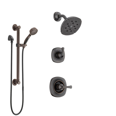 Delta Addison Venetian Bronze Finish Shower System with Control Handle, 3-Setting Diverter, Showerhead, and Hand Shower with Grab Bar SS14292RB3