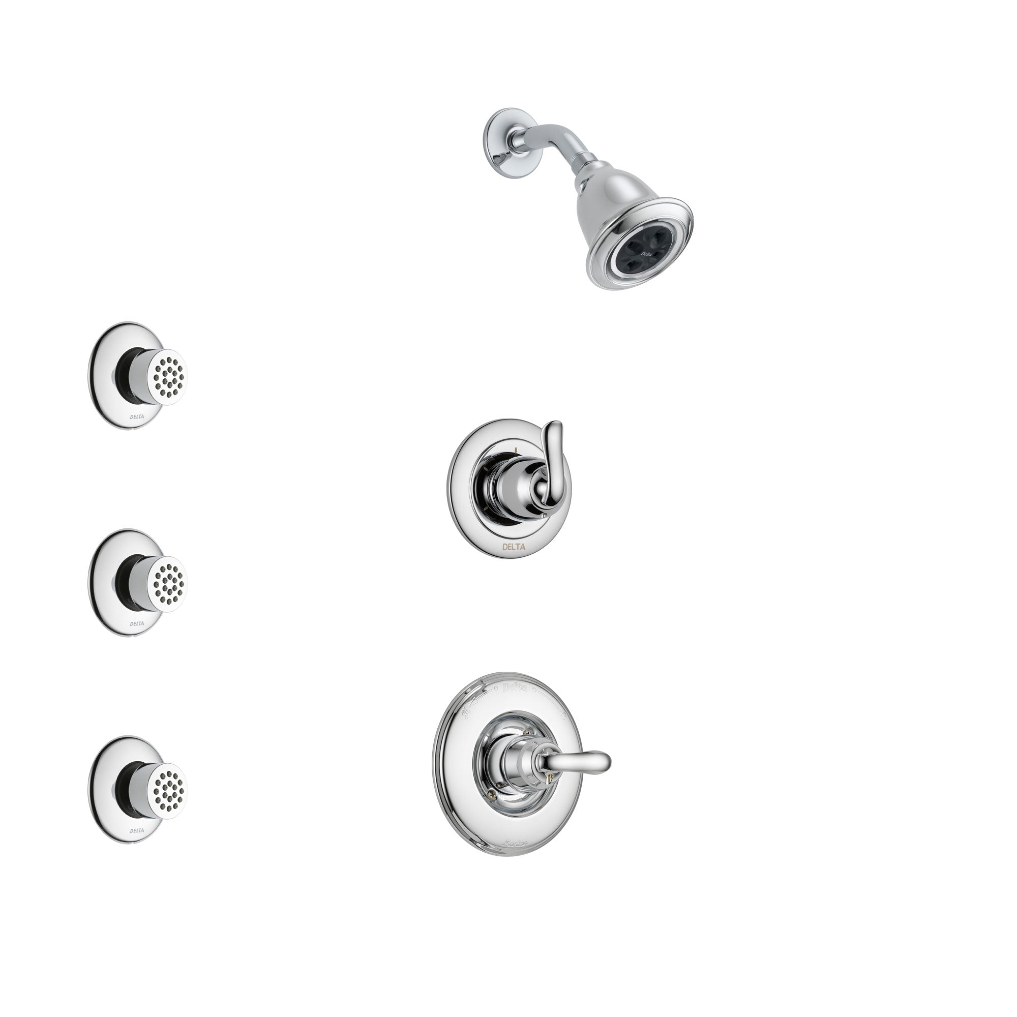 Delta Linden Chrome Finish Shower System with Control Handle, 3-Setting Diverter, Showerhead, and 3 Body Sprays SS1429411