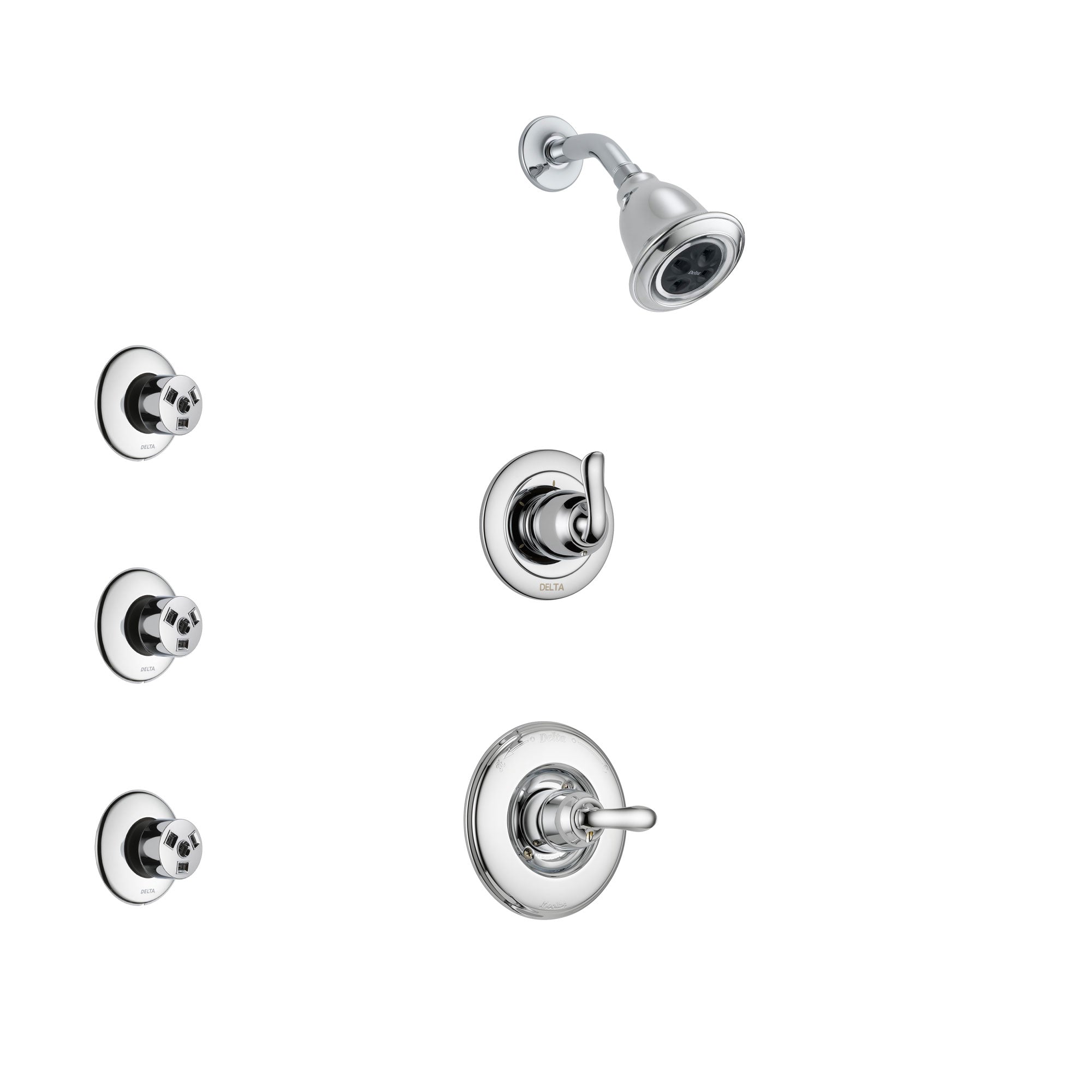 Delta Linden Chrome Finish Shower System with Control Handle, 3-Setting Diverter, Showerhead, and 3 Body Sprays SS1429412