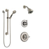 Delta Linden Stainless Steel Finish Shower System with Control Handle, 3-Setting Diverter, Showerhead, and Hand Shower with Grab Bar SS14294SS3