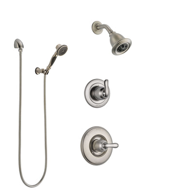 Delta Linden Stainless Steel Finish Shower System with Control Handle, 3-Setting Diverter, Showerhead, and Hand Shower with Wall Bracket SS14294SS4