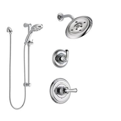 Delta Cassidy Chrome Finish Shower System with Control Handle, 3-Setting Diverter, Showerhead, and Temp2O Hand Shower with Slidebar SS1429714