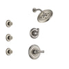 Delta Cassidy Stainless Steel Finish Shower System with Control Handle, 3-Setting Diverter, Showerhead, and 3 Body Sprays SS142971SS2